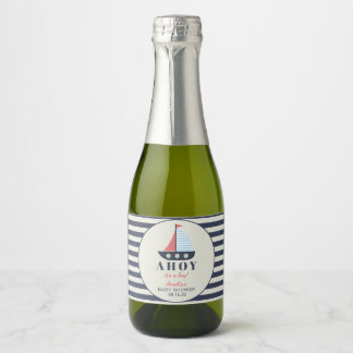 Ahoy It's a Boy Nautical Baby Shower Sparkling Wine Label