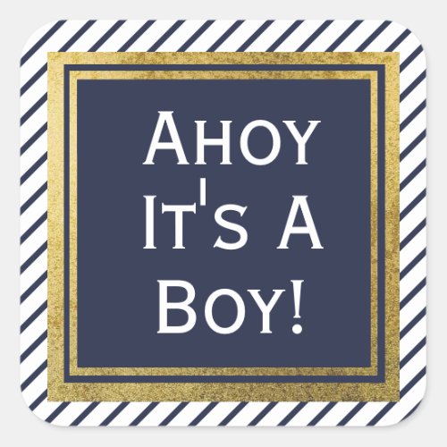 Ahoy Its A Boy Nautical Baby Shower Square Sticker