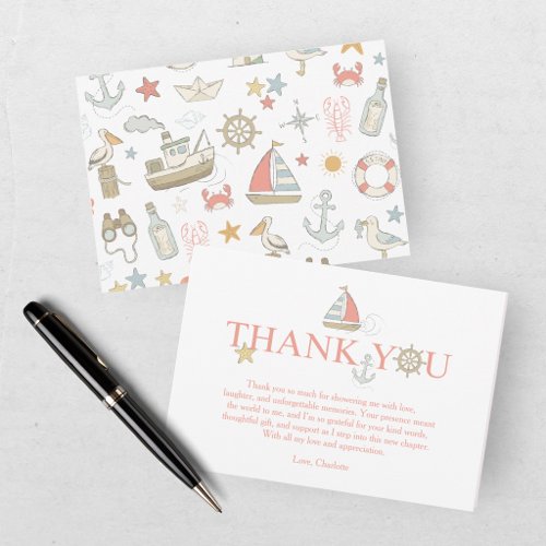 Ahoy it's a Boy Nautical Baby Shower Thank You Card