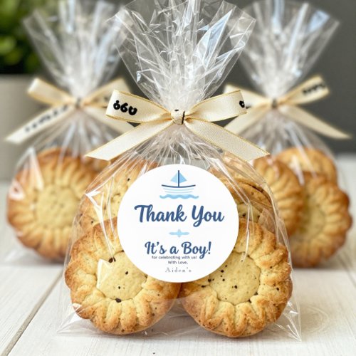 Ahoy It's a Boy Nautical Baby Shower Thank You  Classic Round Sticker
