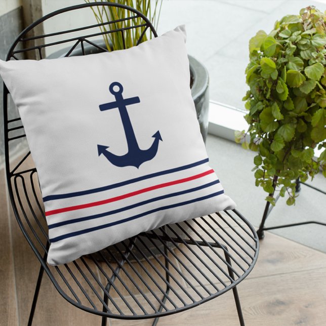 Ahoy It's A Boy! Nautical Baby Shower Throw Pillow (Creator Uploaded)