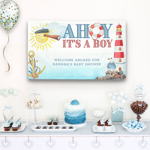 Ahoy its a Boy Nautical Baby Shower Welcome Banner