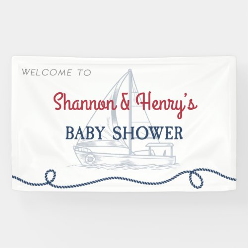 Ahoy Its a Boy Nautical Baby Shower Welcome Banner