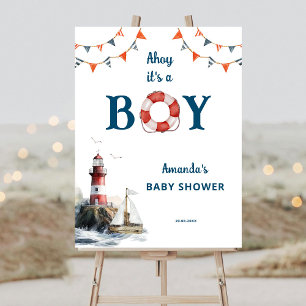 Ahoy It's a Boy Nautical Baby Shower Welcome Foam Board