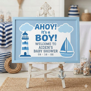 Ahoy It's a Boy Nautical Baby Shower Welcome Sign