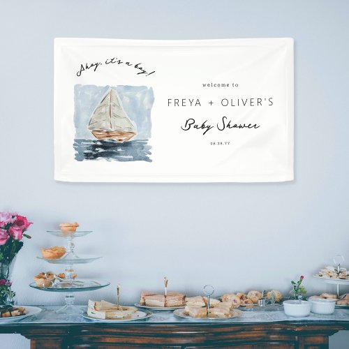 Ahoy Its A Boy Nautical Baby Shower Welcome Sign