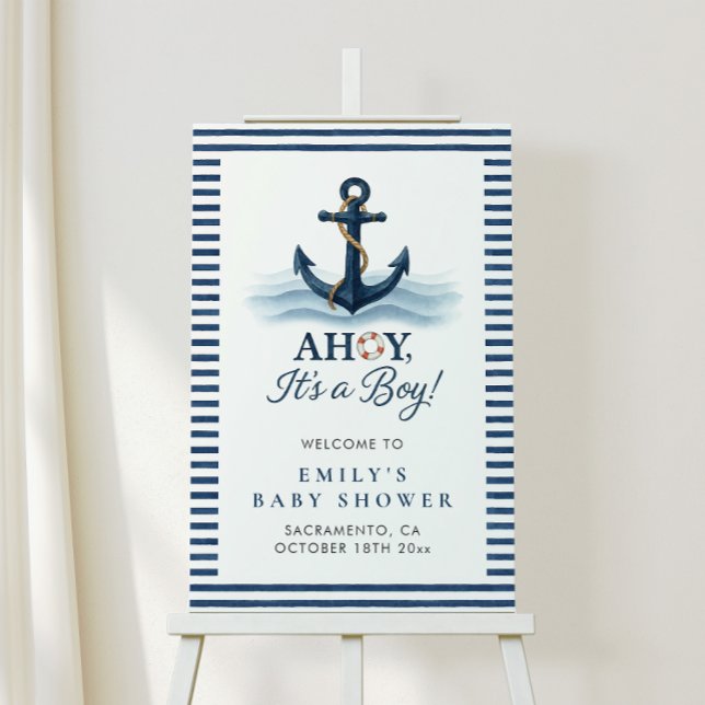 Ahoy It's A Boy Nautical Baby Shower Welcome Sign (Creator Uploaded)