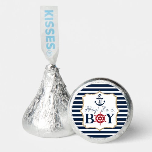 Ahoy Its A Boy Nautical Blue Baby Shower Hersheys Kisses