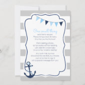 Ahoy its a Boy Nautical Blue Gray Baby Shower Card (Back)
