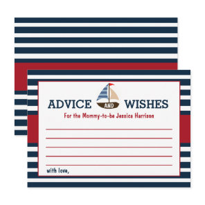 Ahoy It's A Boy! Nautical Boat Baby Shower Advice Card