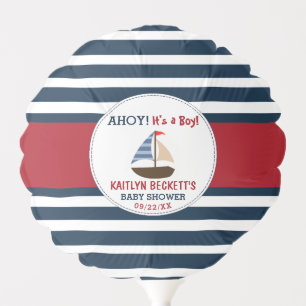 Ahoy It's A Boy! Nautical Boat Baby Shower Balloon