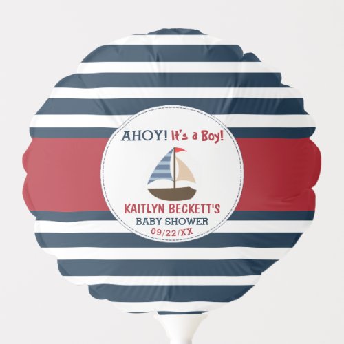 Ahoy Its A Boy Nautical Boat Baby Shower Balloon