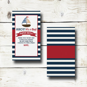Ahoy It's A Boy! Nautical Boat Baby Shower Diaper Enclosure Card