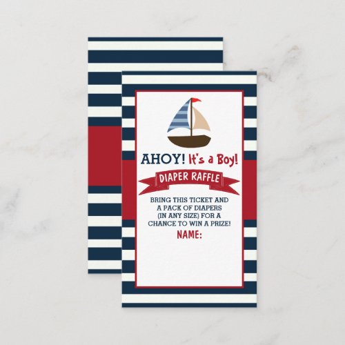 Ahoy Its A Boy Nautical Boat Baby Shower Diaper Enclosure Card