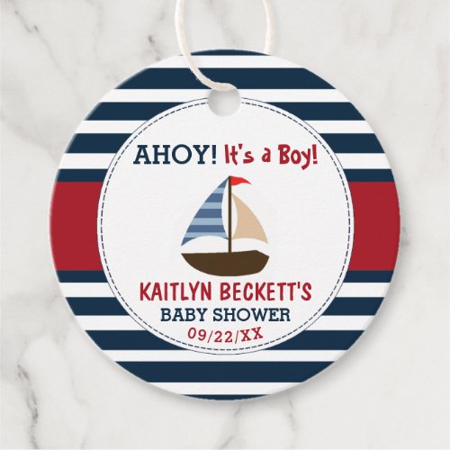 Ahoy Its A Boy Nautical Boat Baby Shower Favor Tags
