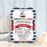 Ahoy It's A Boy! Nautical Boat Baby Shower Invites