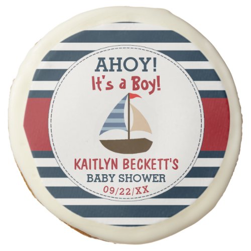 Ahoy Its A Boy Nautical Boat Baby Shower Sugar Cookie