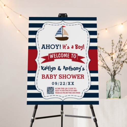 Ahoy Its A Boy Nautical Boat Baby Shower Welcome Foam Board