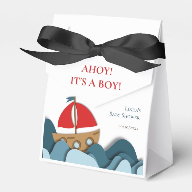 Ahoy its a boy Nautical Boy Baby Shower Favor Boxes (Front Side)