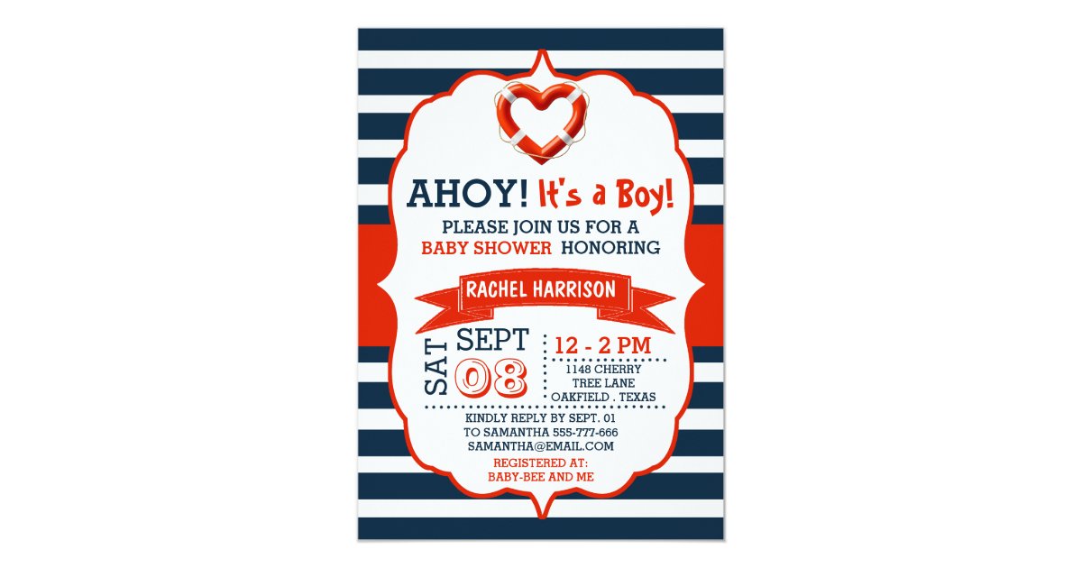 Ahoy It S A Boy Nautical Buoy Baby Shower Invites