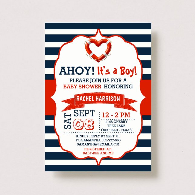 Ahoy It's A Boy! Nautical Buoy Baby Shower Invites (Creator Uploaded)