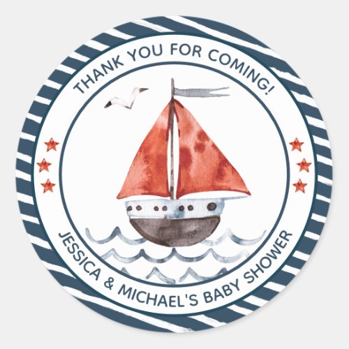 Ahoy Its A Boy Nautical Classic Round Sticker
