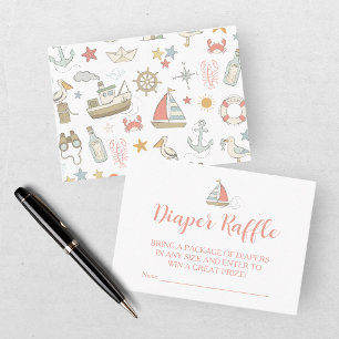 Ahoy its a Boy Nautical Diaper Raffle Baby Shower Enclosure Card