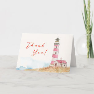 Ahoy It's A Boy Nautical Lighthouse Baby Shower Thank You Card