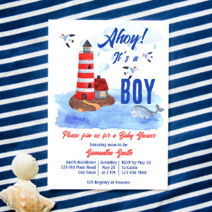 Ahoy it's a boy nautical marine baby shower invitation