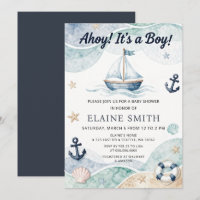 Ahoy Its a Boy Nautical Marine Beach Baby Shower 