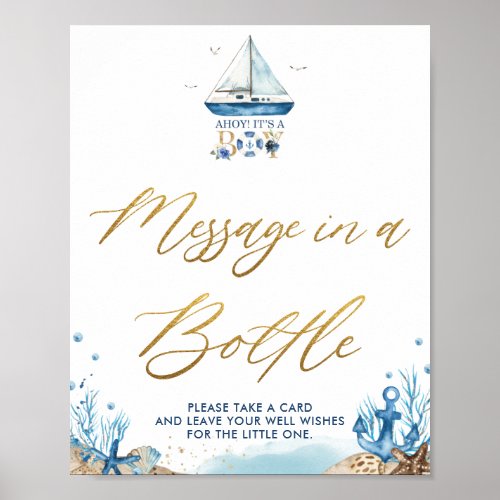 Ahoy Its a Boy Nautical Message in a Bottle Sign