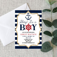 Ahoy It's A Boy! Nautical Navy Blue Baby Shower