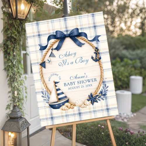 Ahoy Its a Boy Nautical Navy Sailboat Foam Board
