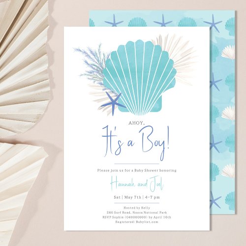 Ahoy Its a boy Nautical Ocean Boy Baby Shower Invitation