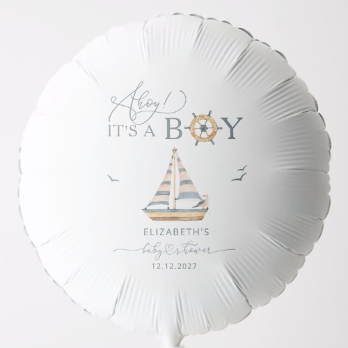 Ahoy Its a Boy Nautical Sailboat Baby Shower Balloon