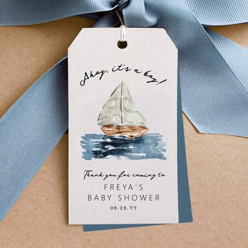Ahoy Its A Boy Nautical Sailboat Baby Shower Gift Tags