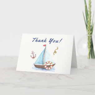 Ahoy It's A Boy Nautical Sailboat Baby Shower  Letterpress Thank You Card