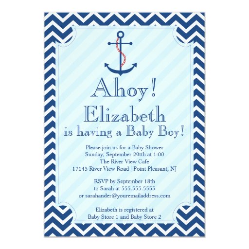 Ahoy It's A Boy Nautical Sailboat Boy Baby Shower 5" X 7 ...