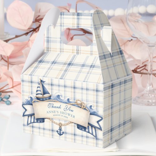 Ahoy It's a Boy Nautical Sailboat Navy Blue Baby Favor Boxes
