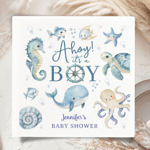 Ahoy It's A Boy Nautical Sailor Baby Shower Napkins