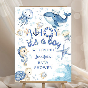 Ahoy Its a Boy Nautical Sailor Baby Shower Welcome Foam Board