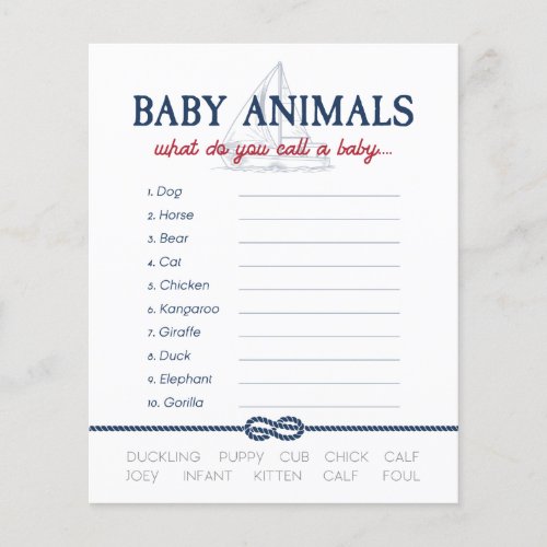 Ahoy Its a Boy Nautical Shower Baby Animals Game