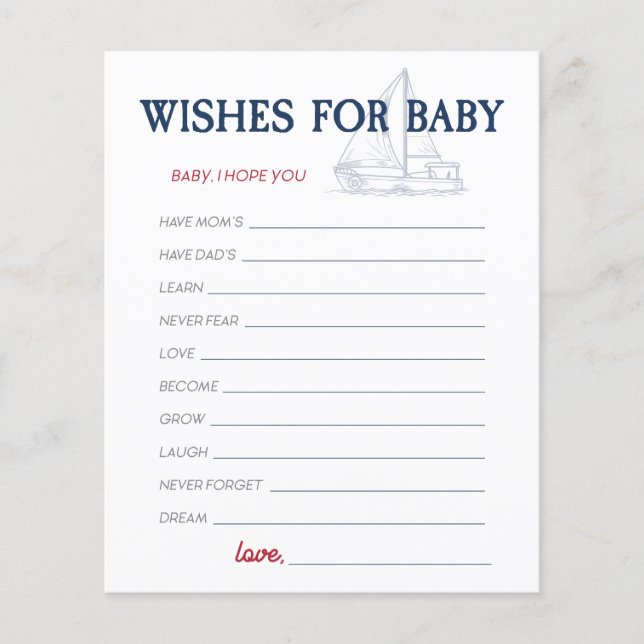 Ahoy It's a Boy Nautical Shower Wishes for Baby (Front)