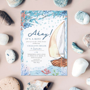 Ahoy It's a Boy! Nautical Stylish Invitation