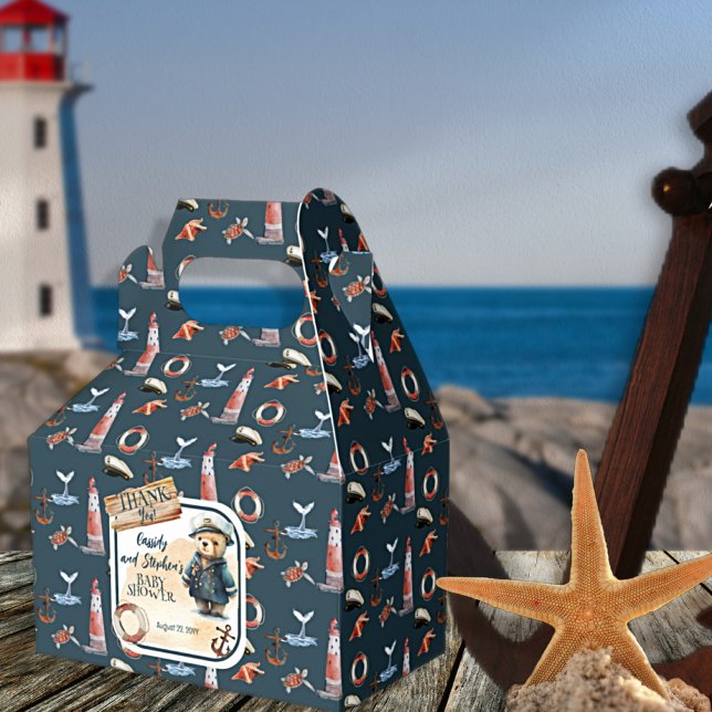 Ahoy, It's A Boy Nautical Teddy Bear Baby Shower Favor Boxes (Creator Uploaded)
