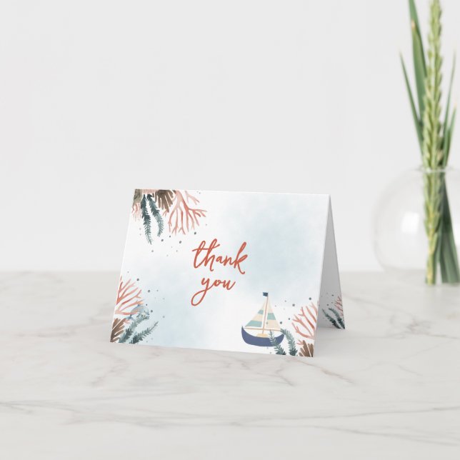 Ahoy It's a Boy Nautical Thank You Cards (Front)