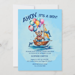 Ahoy Its A Boy Nautical Theme Baby Shower Invitation