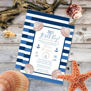 Ahoy It's A Boy Nautical Theme Baby Shower Invitation