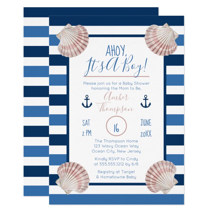 nautical theme baby shower invitations