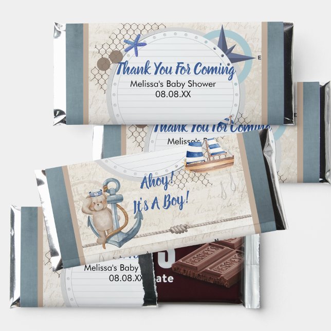 Ahoy it's a boy nautical theme candy wrapper hershey bar favors (Creator Uploaded)